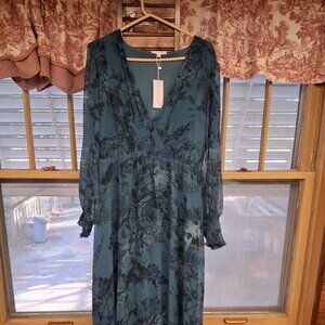 Balticborn Olvia 2X Deep Blue Floral Maxi Dress